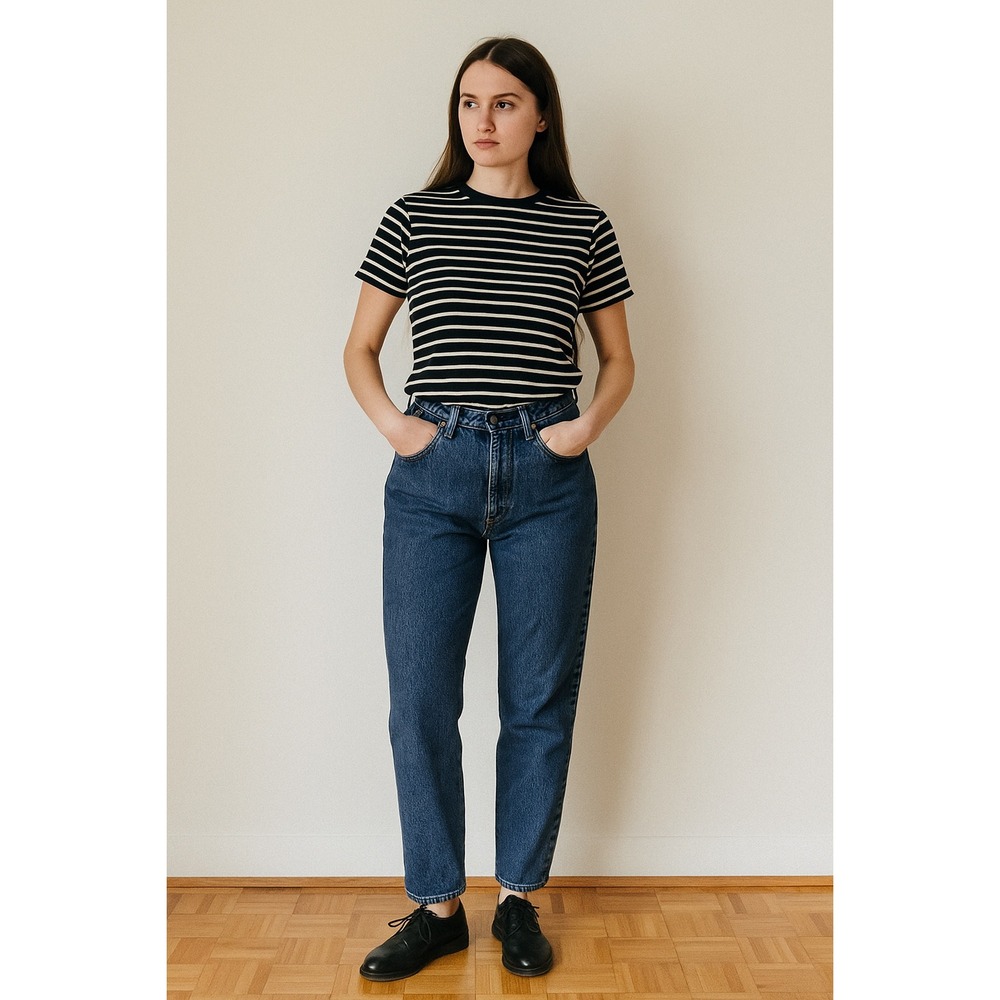 Vintage Pepe Womens High Rise Blue Denim Jeans Tapered Leg Style 9/10